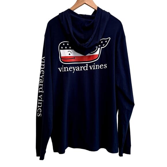 NWT Vineyard Vines Mens XL Navy Hoodie Tee American Flag Coastal Preppy Classic - Picture 3 of 8